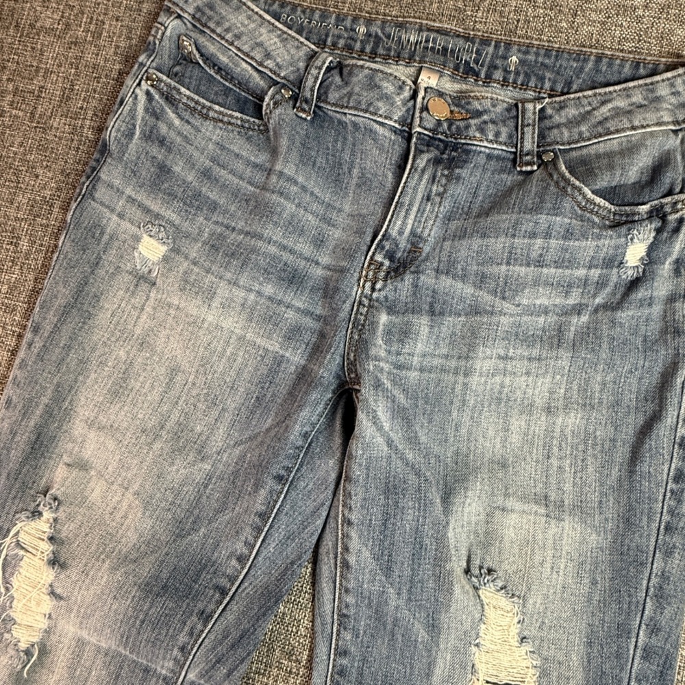 Womens Jennifer Lopez Jeans‎ | Size 4 | Blue Distressed Boyfriend Denim